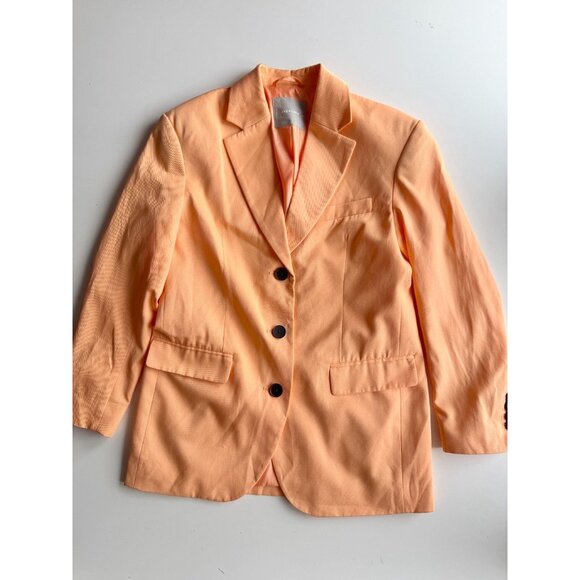 EVERLANE 80's Orange Chiffon Twill Oversized Single Breasted Blazer, Size 00 - Picture 5 of 16